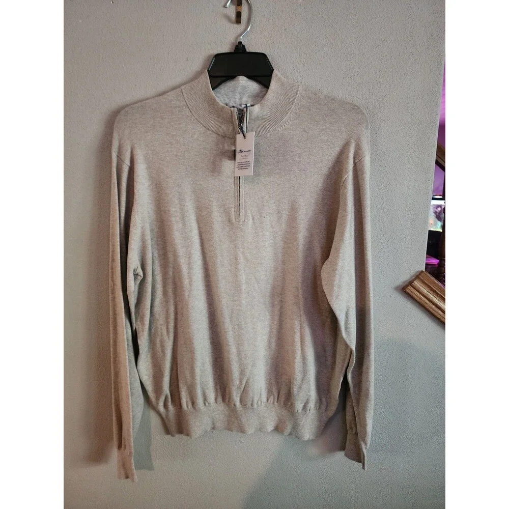 Peter Millar Crown Soft 1/4 Zip Sweater Men's XL Beige Silk Cashmere Blend NWT